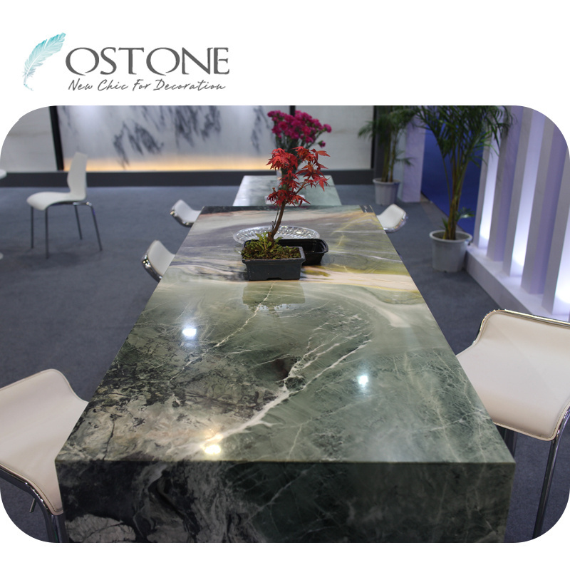 Luxury Modern Large Green Natural Marble Table Top Dinning Table