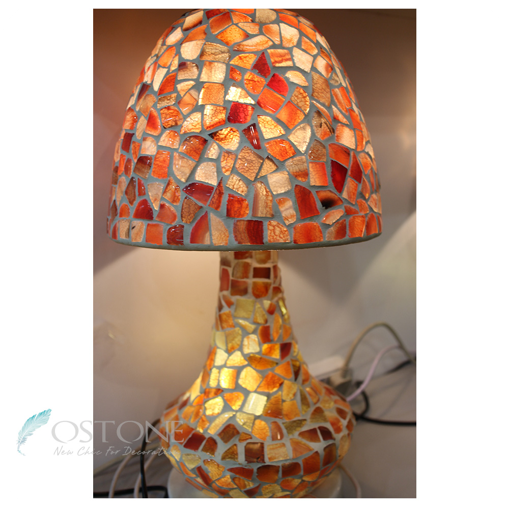 Beautiful Red Mushroom Glass Lamp With Glass Mosaic Lamp Shades