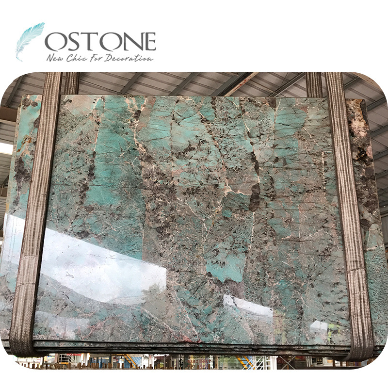 Gorgeous Amazonite Green Luxury Stone Natural Marble Slab For Villa Decoration