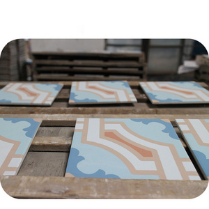 Blue And Orange Hand Painted Flower Ceramic Kitchen Tile Designs Pictures For Backsplash