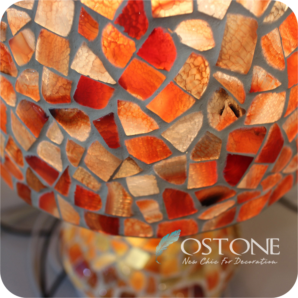 Beautiful Red Mushroom Glass Lamp With Glass Mosaic Lamp Shades