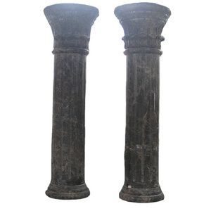 Best Dark Emperador Marble Column Round Gate Support Pillar Design