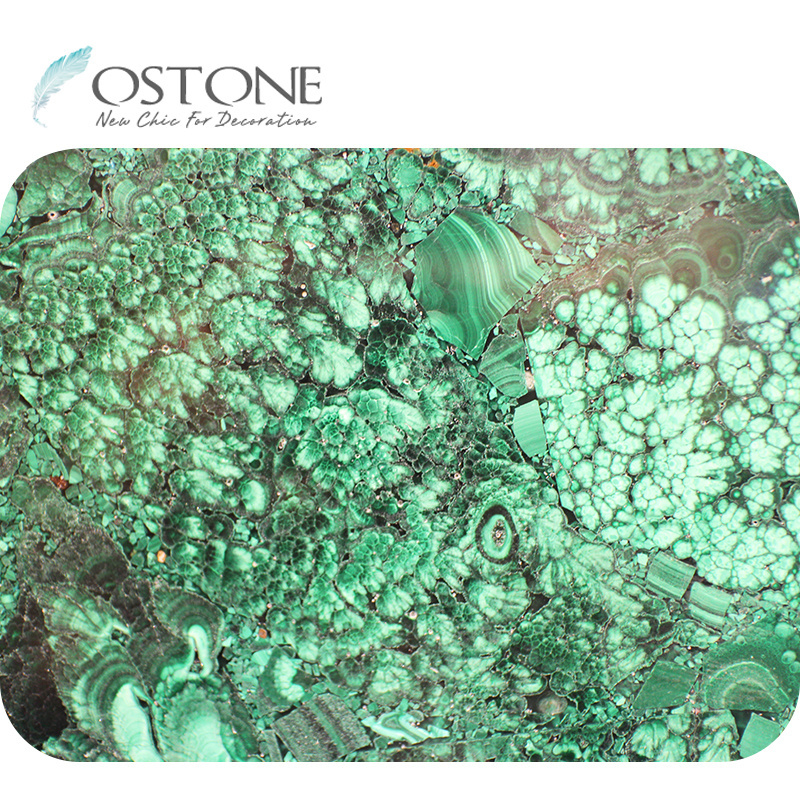 Hot Sale Gorgeous Green Semiprecious Gems Semi-Precious Composite Tile Table Top Malachite Slab Price