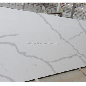 Artificial Calacatta Gold Quartz Slab , Pure White Quartz Stone