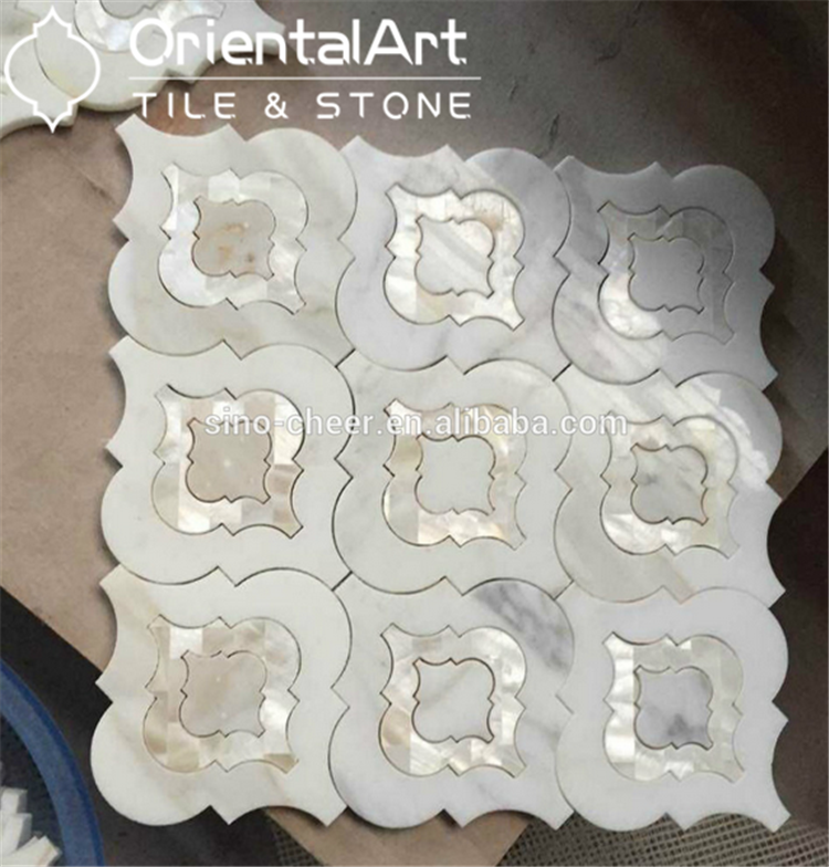 Water jet marble mosaic 3d wall and floor tile