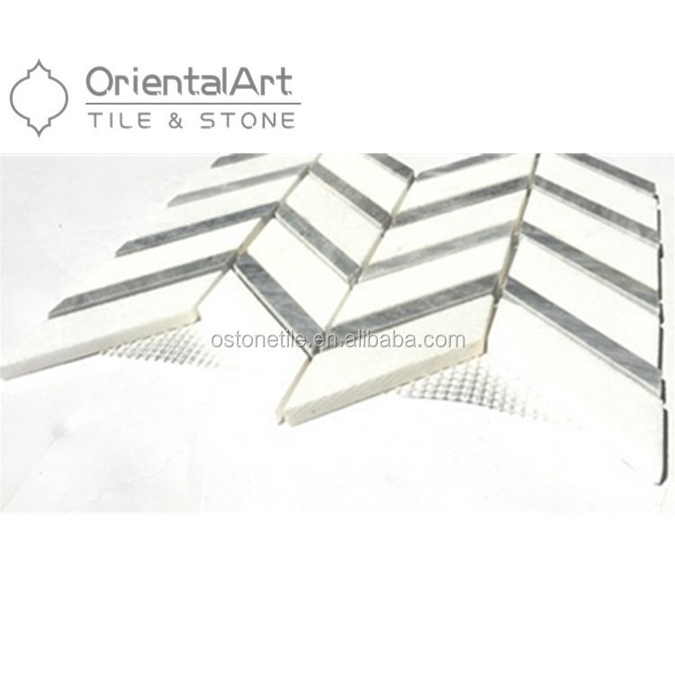 Modern chevron pattern floor grey marble mosaic tile