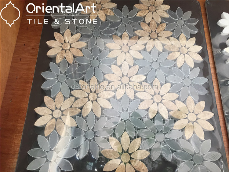 Flower pattern Marble mosaic kitchen wall tile