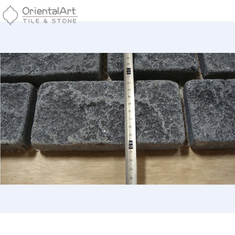 Natural stone grey flamed granite mesh paving stone cobblestone