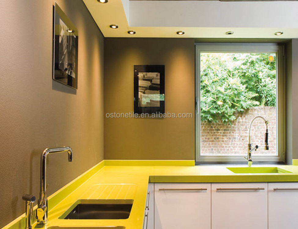 Yellow sparkle Quartz Stone Countertop and Bathroom Vanity Top