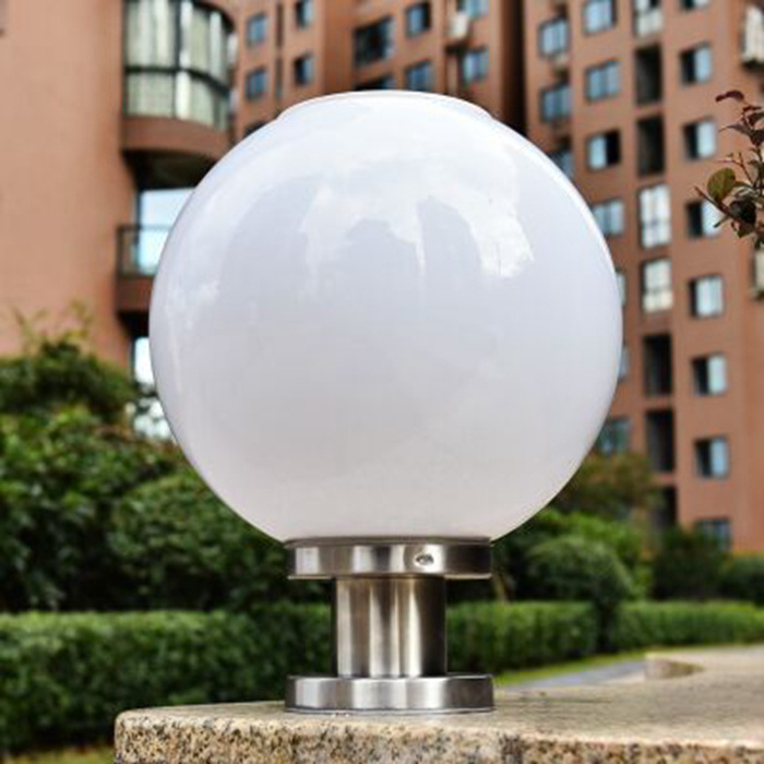 Hot sell 200mm plastic outdoor light globe gate light outdoor solar pillar light