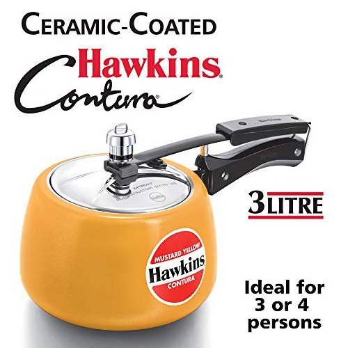 Hawkins Ceramic CMY30 Coated Contura Pressure Cooker, Cookware Sets, Induction and Gas Base