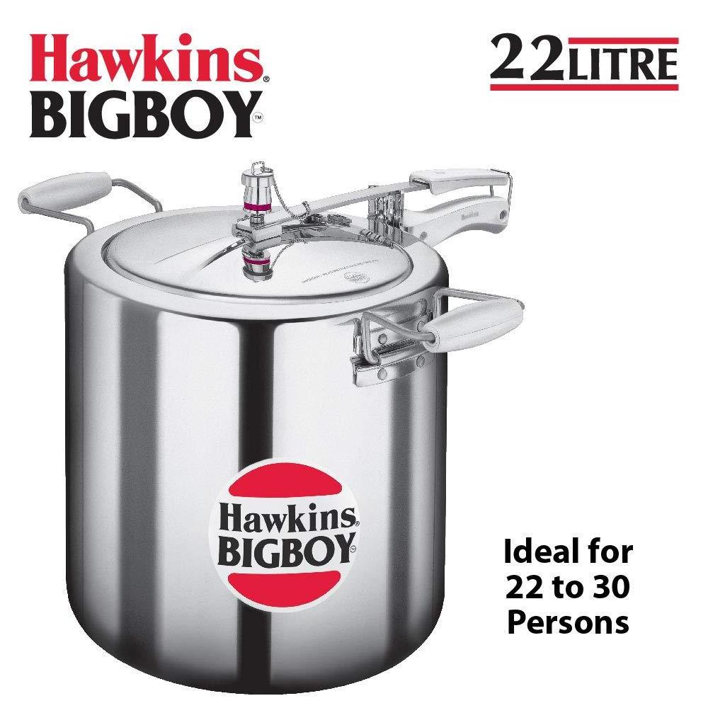 Hawkins Bigboy Aluminum Pressure Cooker, 22 litres,Cookware set, Induction and Gas Base