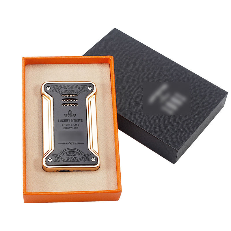 Zinc alloy custom lighter 7*4*1.8cm jet flame outdoor waterproof cigar cigarette lighter