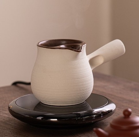 Brown Small Ceramic Teapot 580ML Water and Coffee Temperature Kettle Digital tea pot for Travel