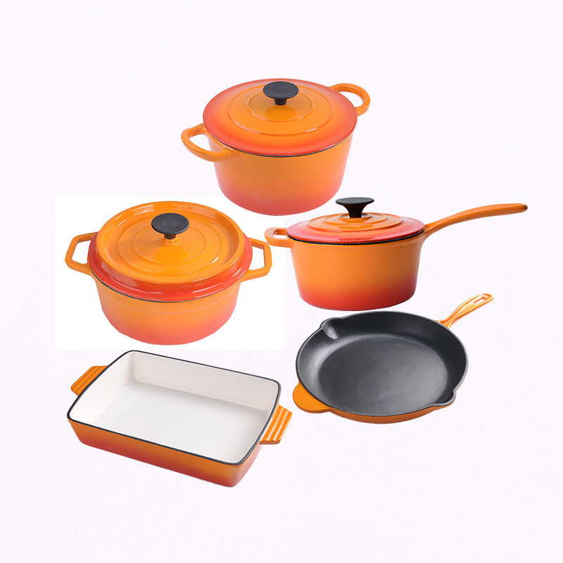 Manufacturer Crofton Enamel Steamer Pot Cooking Pot Enamel Cast Iron Pot Cookware Set Enamel Casserole