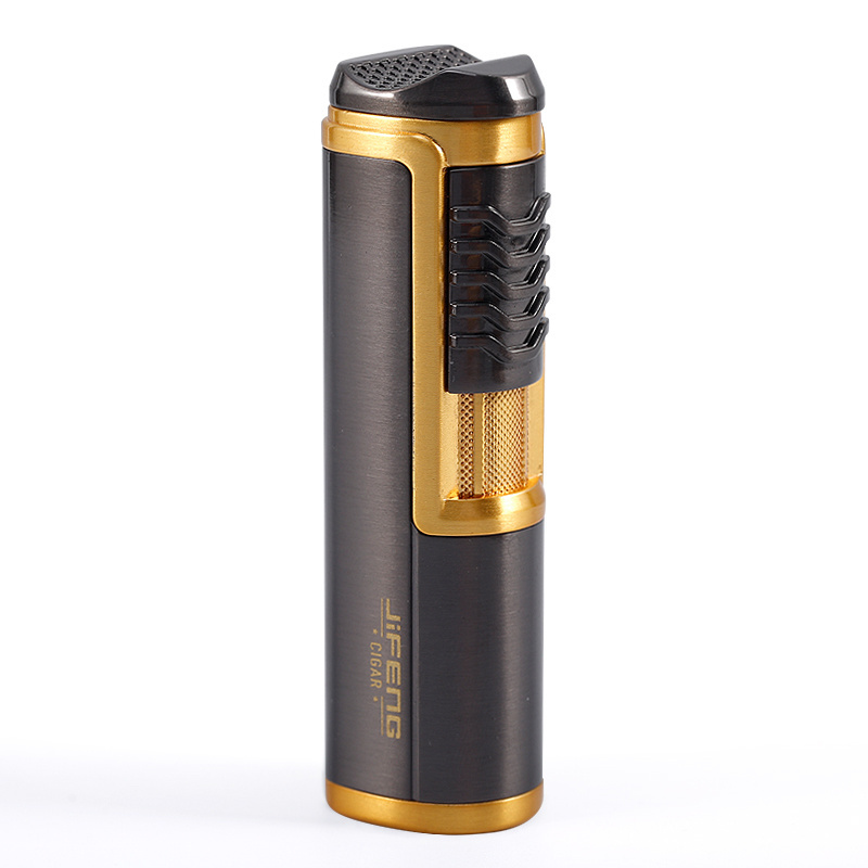 Direct Charge Portable Triple Multifonctional Windbreak Metal Cigar Accessories Simple flamethrower Lighter