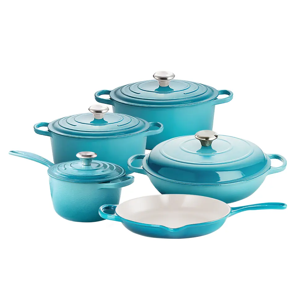 Manufacturer Crofton Enamel Steamer Pot Cooking Pot Enamel Cast Iron Pot Cookware Set Enamel Casserole