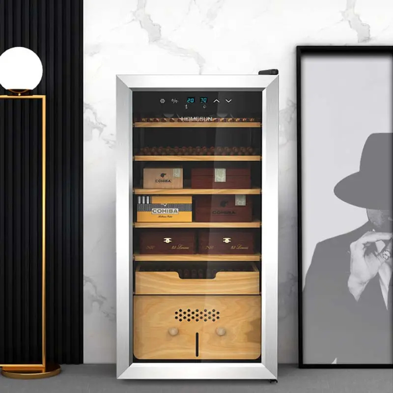 Temperature Humidity Control Electric Compressor Display Cigar Humidor Fridge Cigar Cooler Cabinet