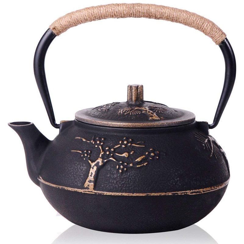 High Quality Japanese Cast Iron Teapot Kettle with Stainless Steel Infuser Strainer Tea Pot Plum Blossom 30 Ounce