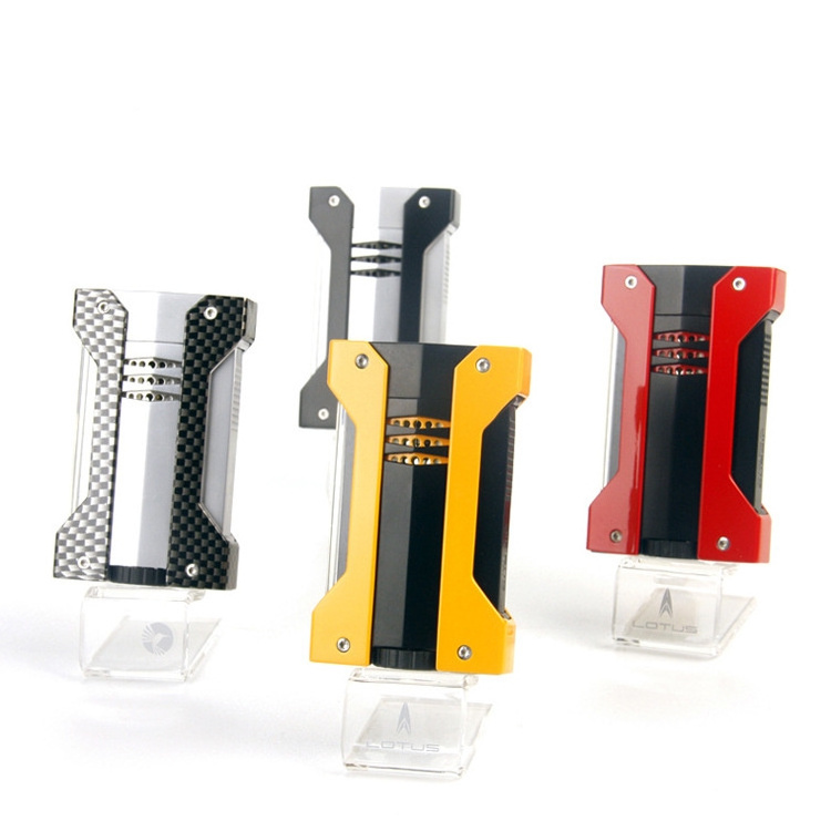 Butane Refillable Torch Zinc Alloy Cigar Lighter Triple Jet Flame Cigar Lighter with Cigar Cutter Windproof Lighters