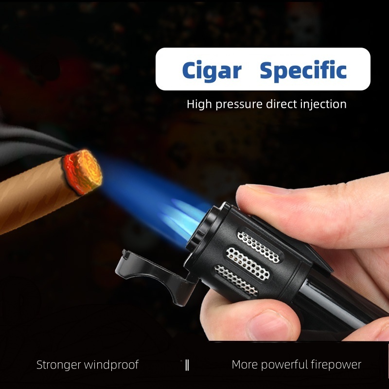 Multifonctional Windbreak Portable Triple Metal Direct Charge Cigar Accessories Simple flamethrower Lighter