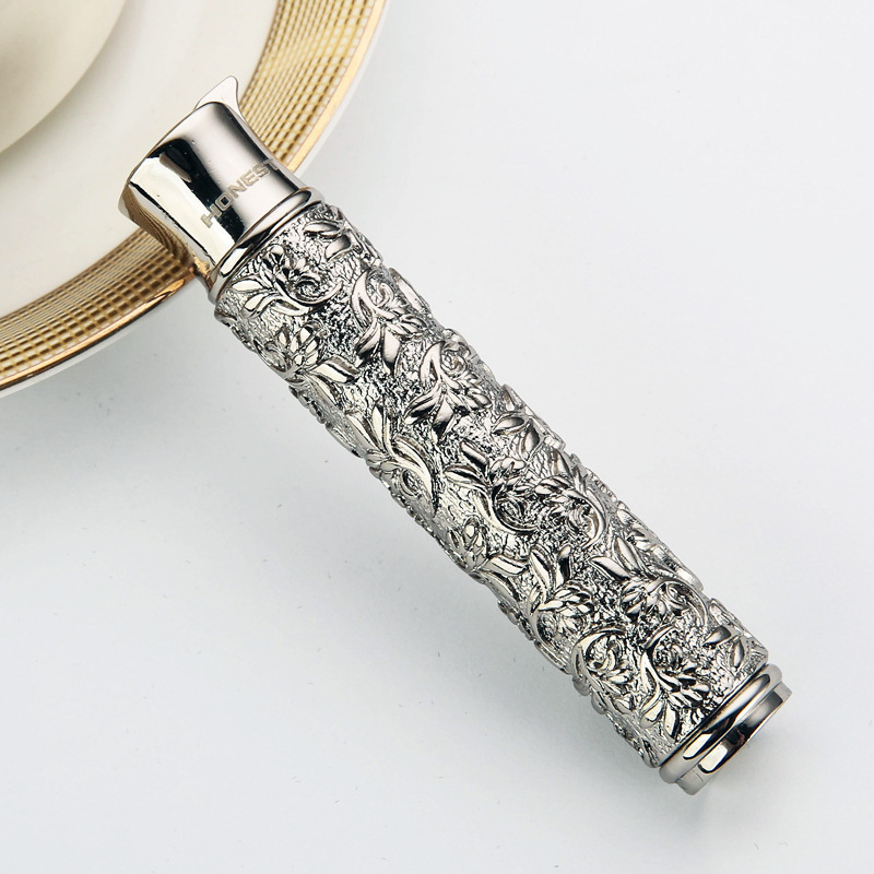 Carved Small Open Flame Portable Simple Luxury Table Fancy Refillable  Torch Cigar Lighter With Punch