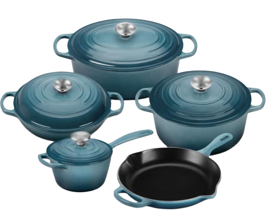 Custom non stick cookware set cast iron ceramic pot with lid enamel pots