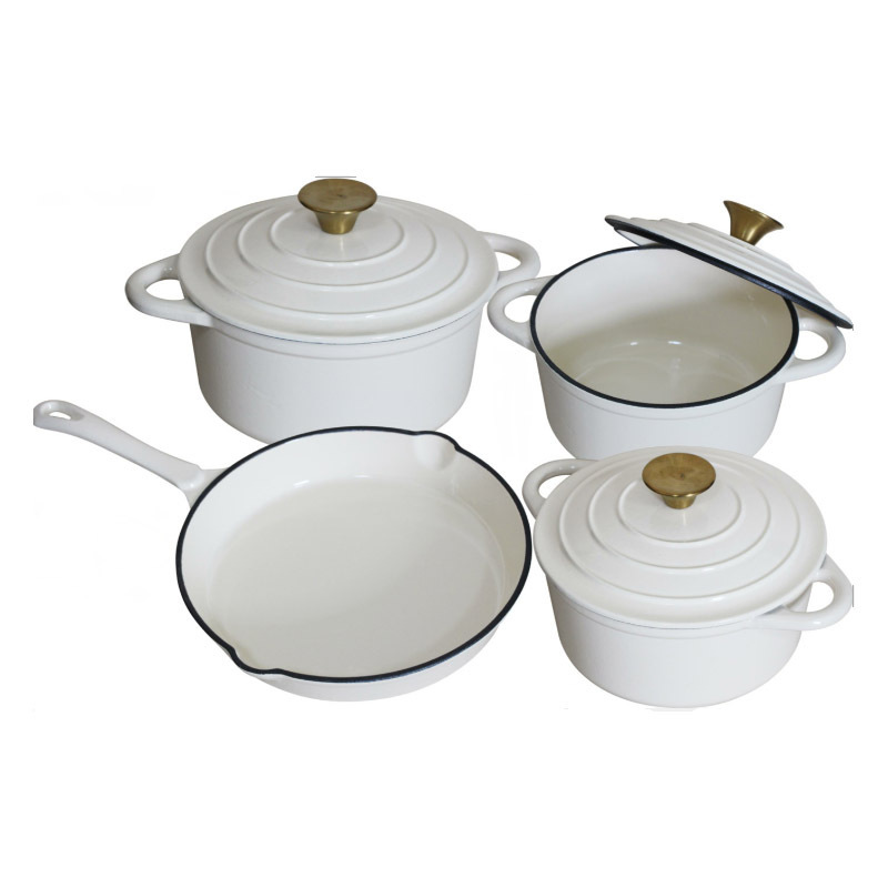 Hot Sale Kitchen Ware Cast Iron Casserole Enamel Cooking Pot Sets Nonstick Cookware