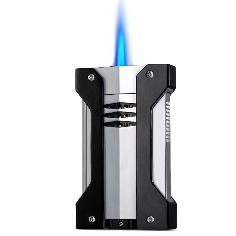 Butane Refillable Torch Zinc Alloy Cigar Lighter Triple Jet Flame Cigar Lighter with Cigar Cutter Windproof Lighters