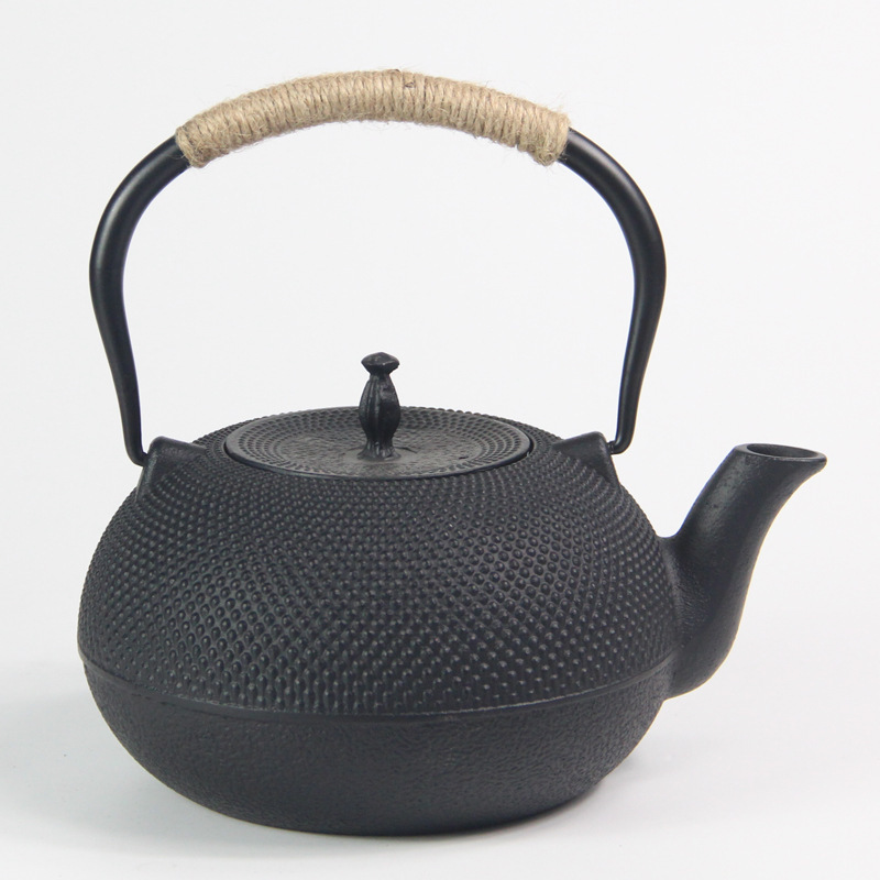 Antique high quality cast iron teapot ceramic inner enamel kettle pot with stainless steel strainer