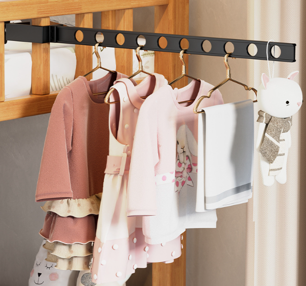 Ten-Hole Clothes Drying Rack Fixed And Removable Clothes Drying Rod Outside The Window Windproof Clothes Drying Rack