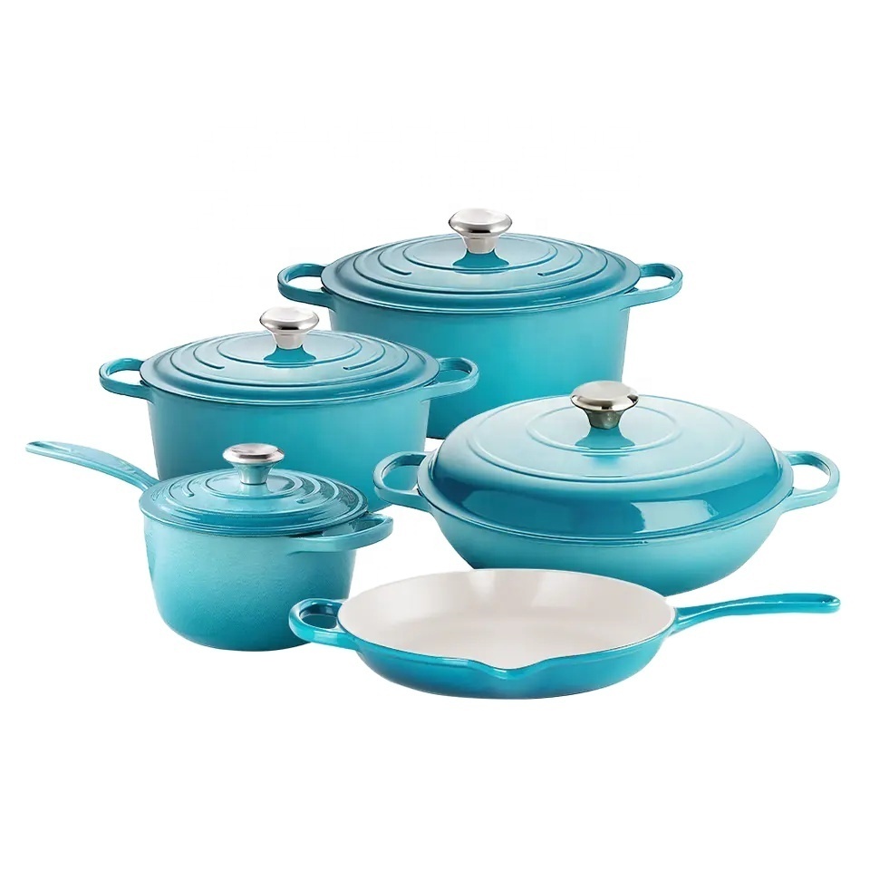 Made In China Enamel Meat Iron Cast Soup Pots Cook Pan Cook Pots Cast Iron Gas Cooker Cookware Set