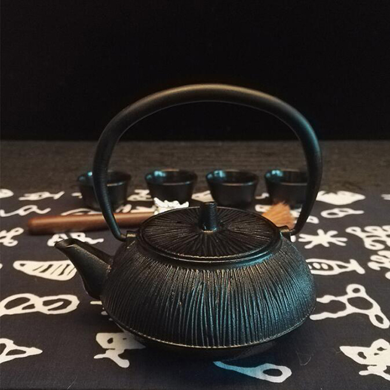 Hand Made Stove Top Safe Cast Iron Tea Kettle Japanese Cast Iron Teapot with Trivet and Loose Leaf Tea Infuser