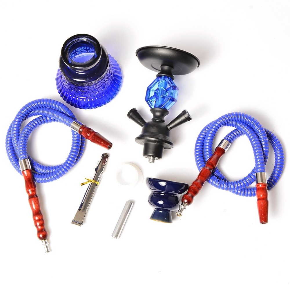 NEW Arabian Hookah Set Large Glass Double Tube Hookah Shisha Pipe Waterpijp For Travel