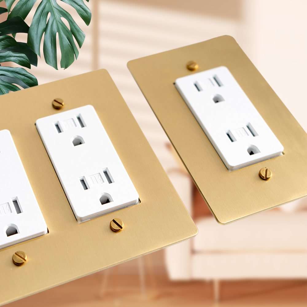 OSWELL US New Arrival Brass Gold Panel US Standard 1GANG Dimmer Brass  Toggle Switch Pull Switch 15A USB Socket