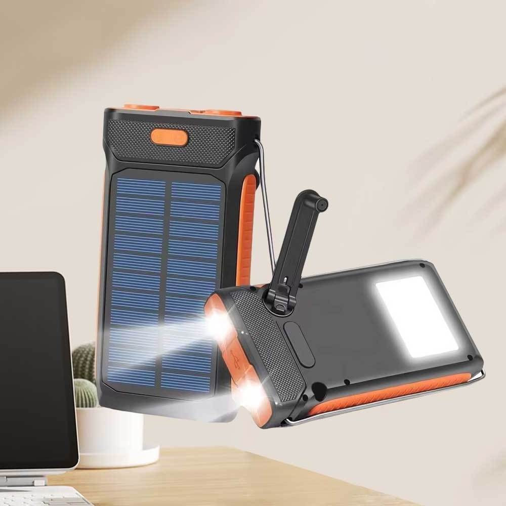 OSWELL Outdoor Emergency Mobile Solar Charger Tools 10000mAh 5V 2A Fast Charging Hand Crank Solar Power Banks with Led Light