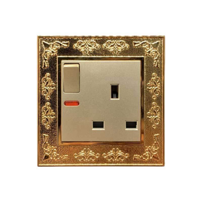 OSWELL Gold PC UK multi plug socket wall switch socket Myanmar Cambodia Iraq electrical socket and open