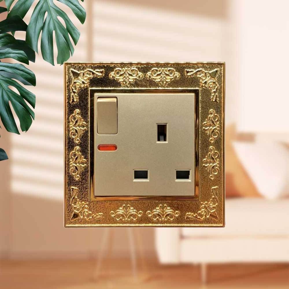 OSWELL Gold PC UK multi plug socket wall switch socket Myanmar Cambodia Iraq electrical socket and open