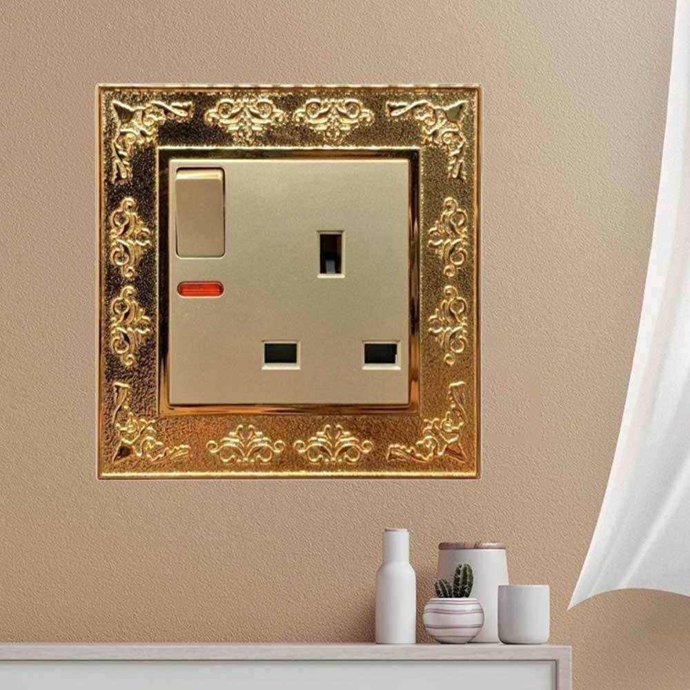 OSWELL Gold PC UK multi plug socket wall switch socket Myanmar Cambodia Iraq electrical socket and open