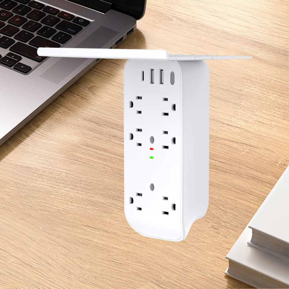 OSWELL American multifunctional wall plug socket with USB Night Light Shelf