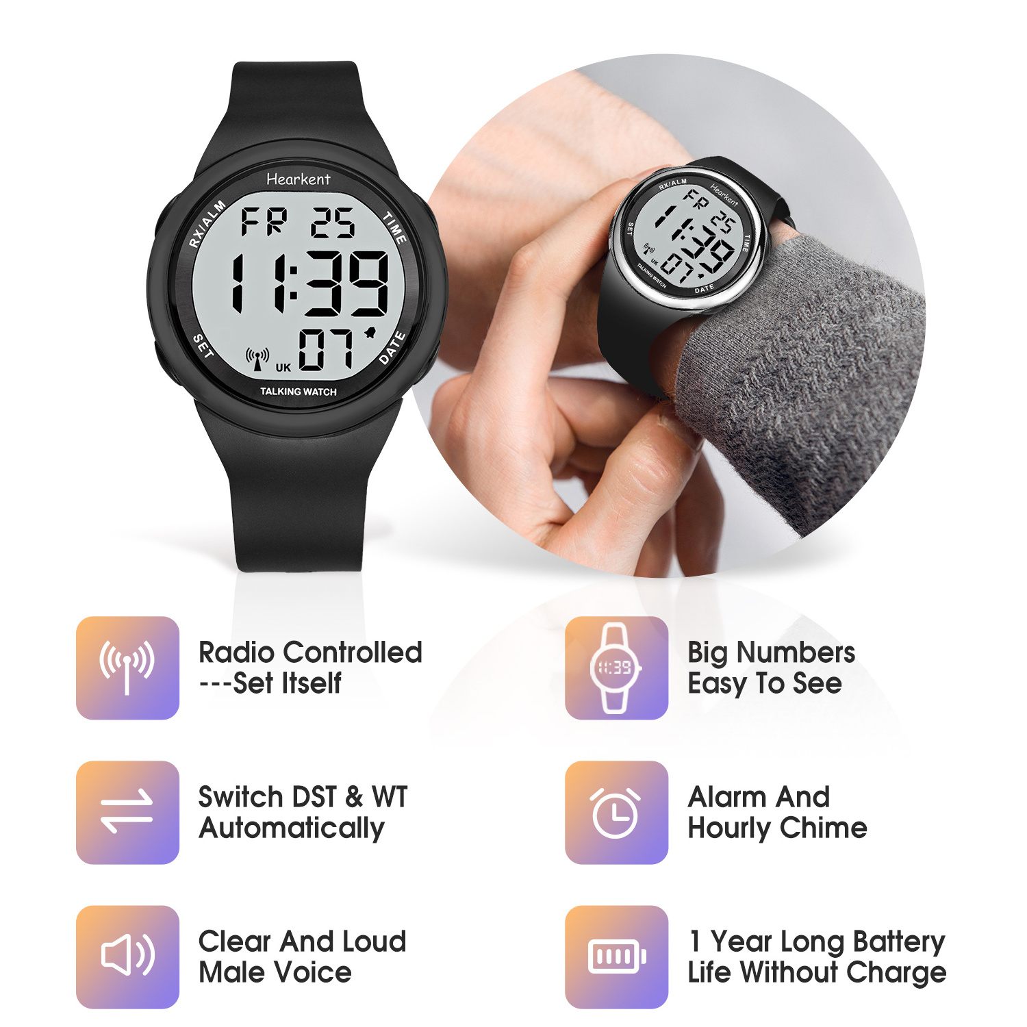 Easy to read digital watches for seniors on sale