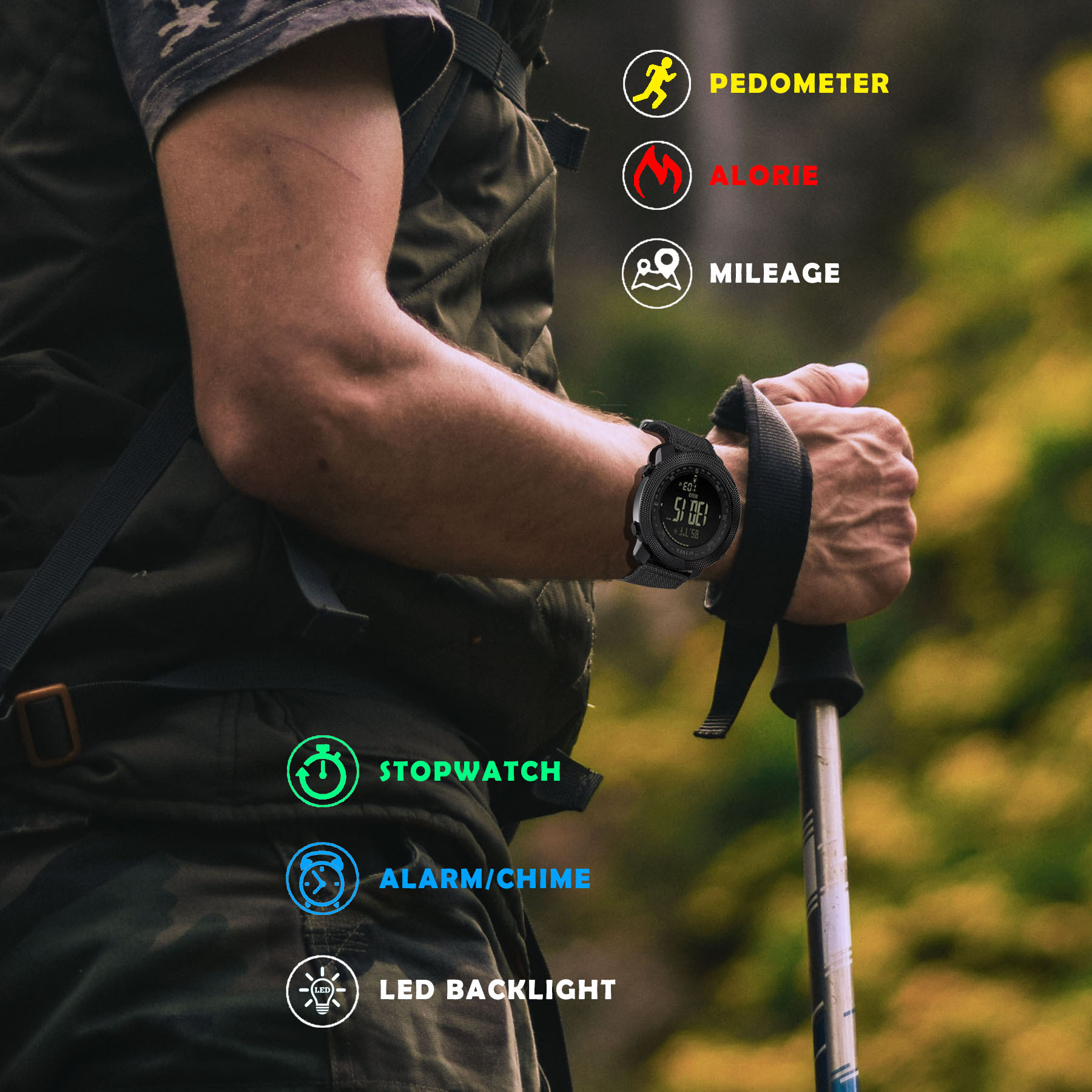 AVTREK Compass digital waterproof sports Watch Pedometer Watch Altimeter Barometer Temperature tactical watch BestSuppliers