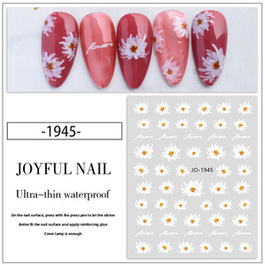 Small White Flower Daisy Ultra Thin Realistic Manicure Nail Decals Transparent Flower Nail Art Stickers