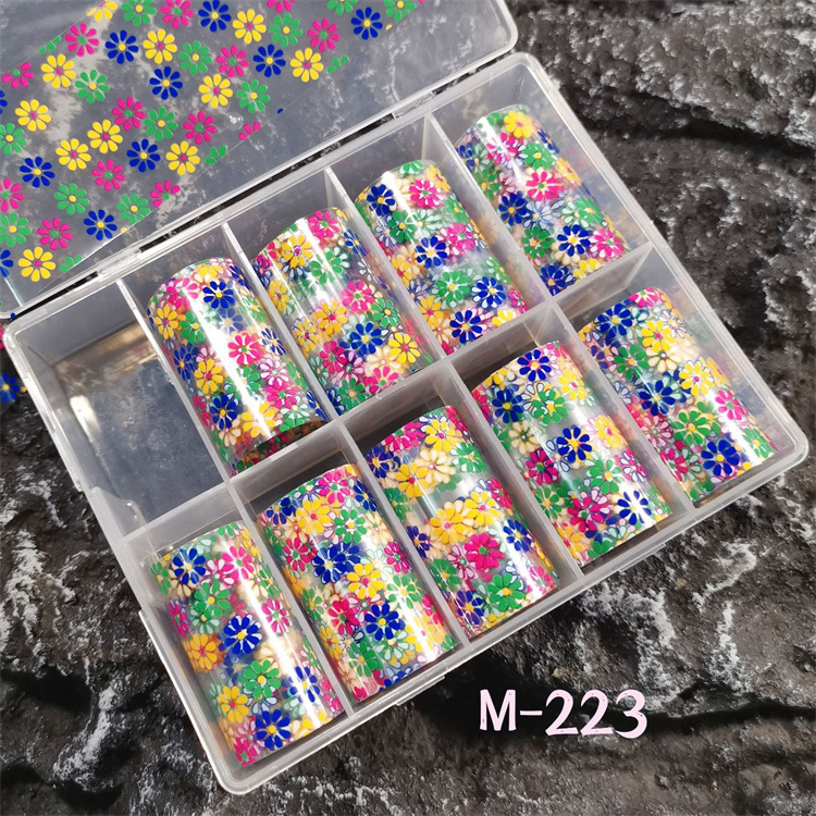 10pcs/set 4*100cm Spring Daisy Nail Art Foil Summer Sunflower Nail Sticker Paper Decal DIY Slider Foil Nail Art Decorations