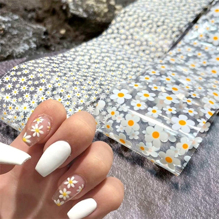 10pcs/set 4*100cm Spring Daisy Nail Art Foil Summer Sunflower Nail Sticker Paper Decal DIY Slider Foil Nail Art Decorations