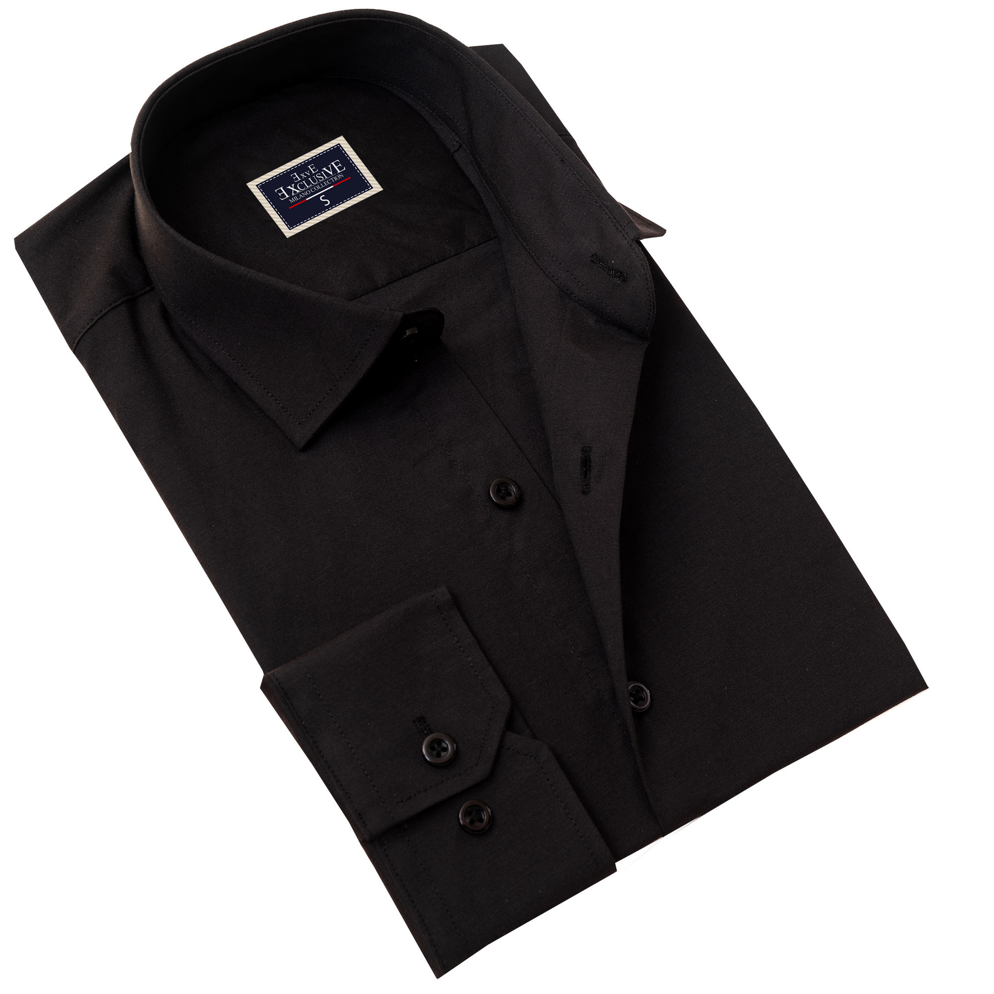 Black Poplin Cotton Formal Basic Dress Shirt for Summer Vacation Long Sleeves Men's Shirt ready in Stock