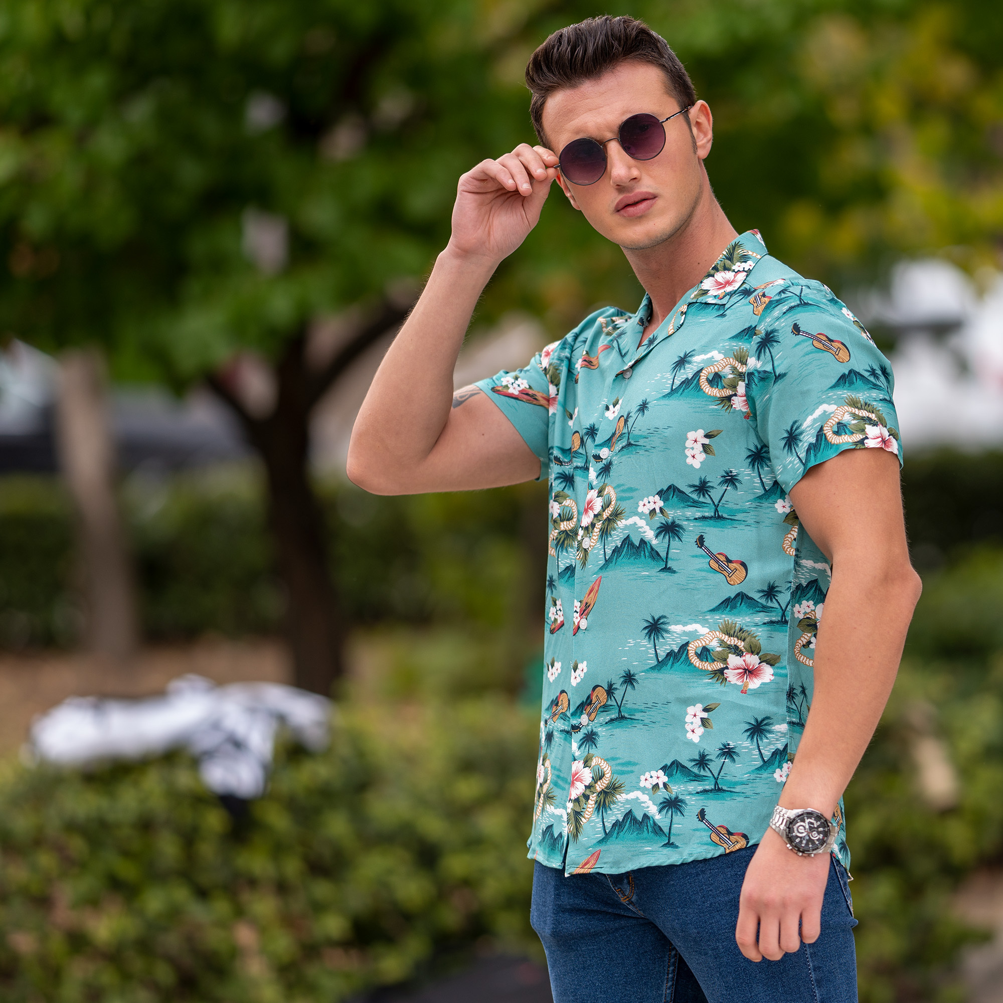 Vacation Hawaiian Long Sleeve Print Shirts for Mens Social Luxury Designer Clothes Fashionable Elegant Classic Hawaiian Shirt