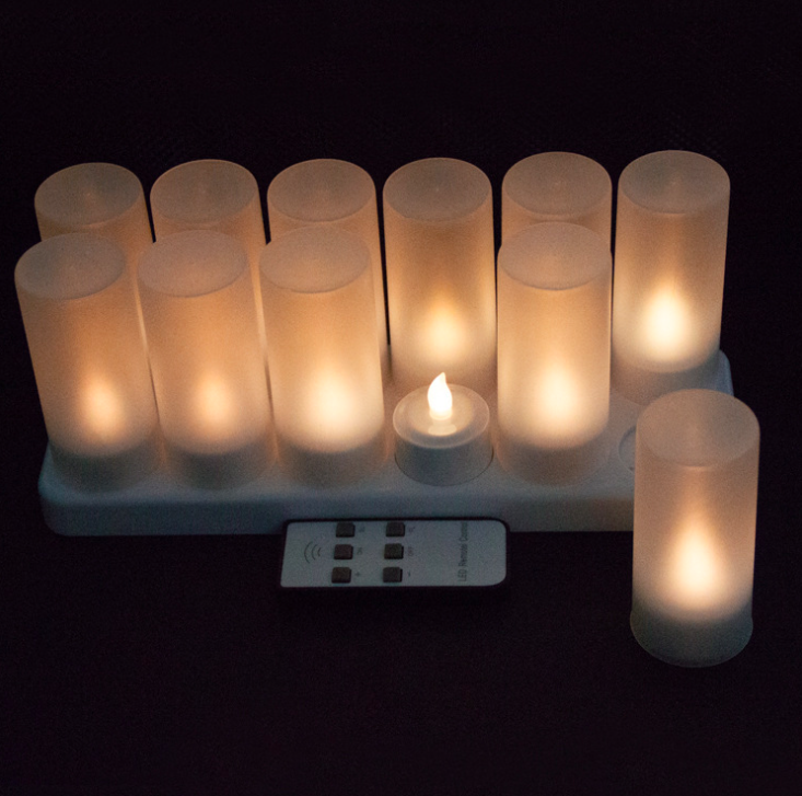 company modern zen homepillar rechargeable flameless tea lights yellow light electric candle with remote control