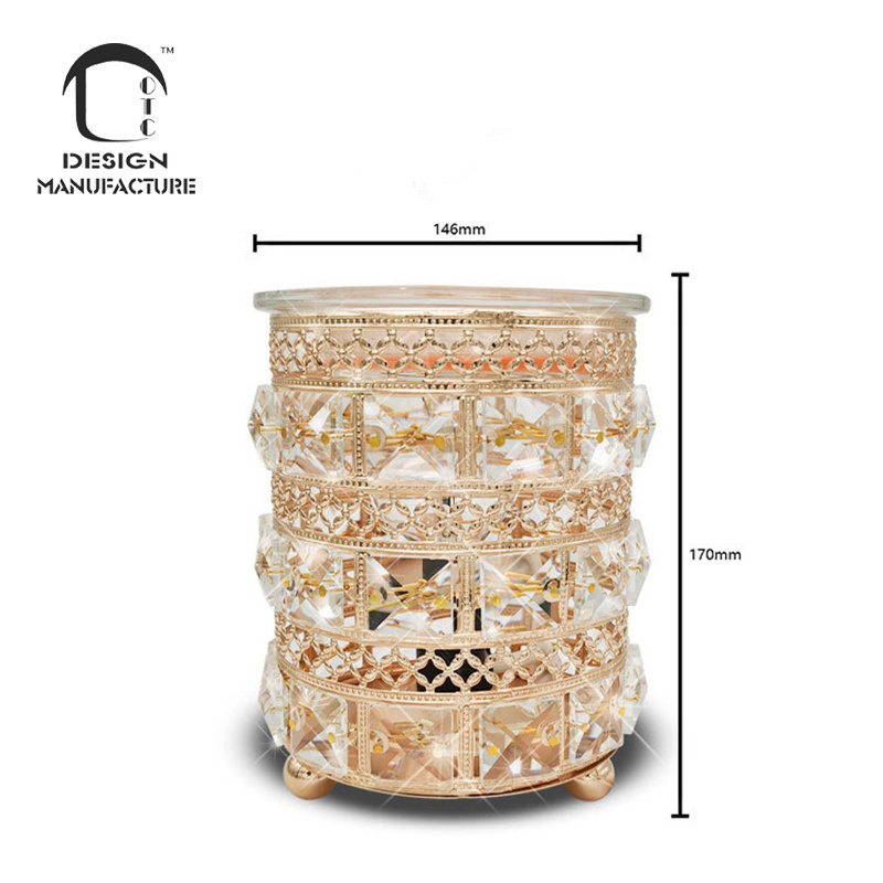 factory high level elegant bedroom decor luxury crystal art glass wax warmer for fragrance candle melter with warm night light