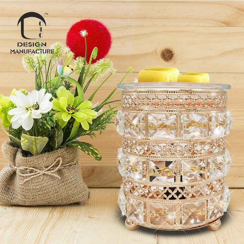 factory high level elegant bedroom decor luxury crystal art glass wax warmer for fragrance candle melter with warm night light